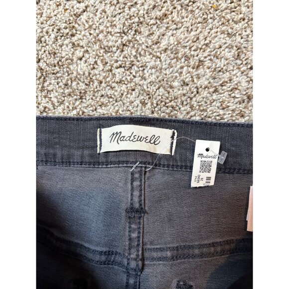 NEW Madewell Stovepipe High-Rise Fray Distressed Ankle Fade Black Stretch Jeans - Picture 9 of 14